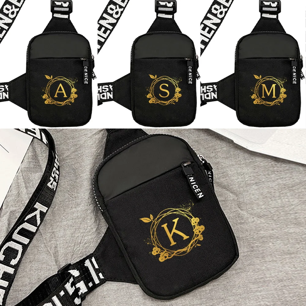 Leisure Chest Bags for Men and Women One Shoulder Crossbody Storage Bag Multifunctional Dustproof Chest Bags Wreath Series