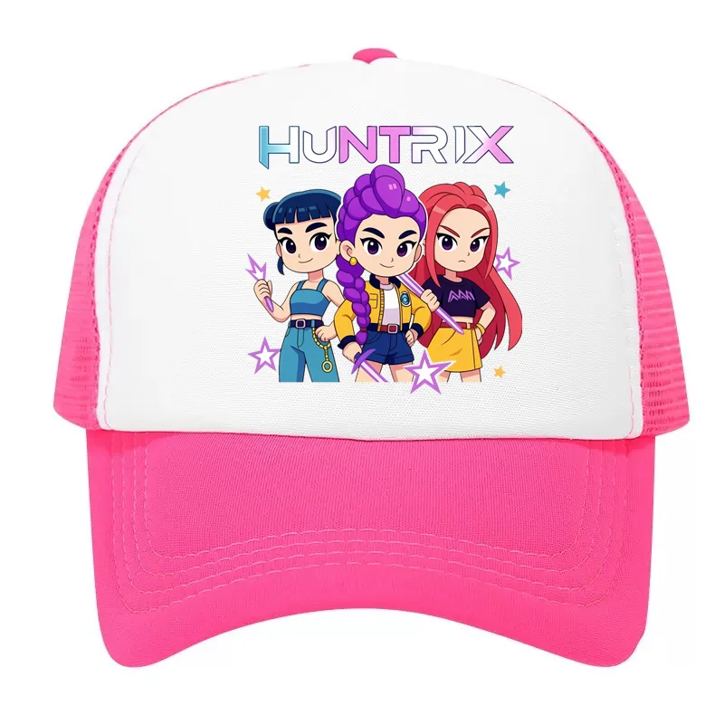 Cartoon KPOP Demon Hunters Casual Mesh Hats Printed Hat Cosplay Multicolored Baseball Cap Unisex Adjustable Hip-Hop Outdoor Caps