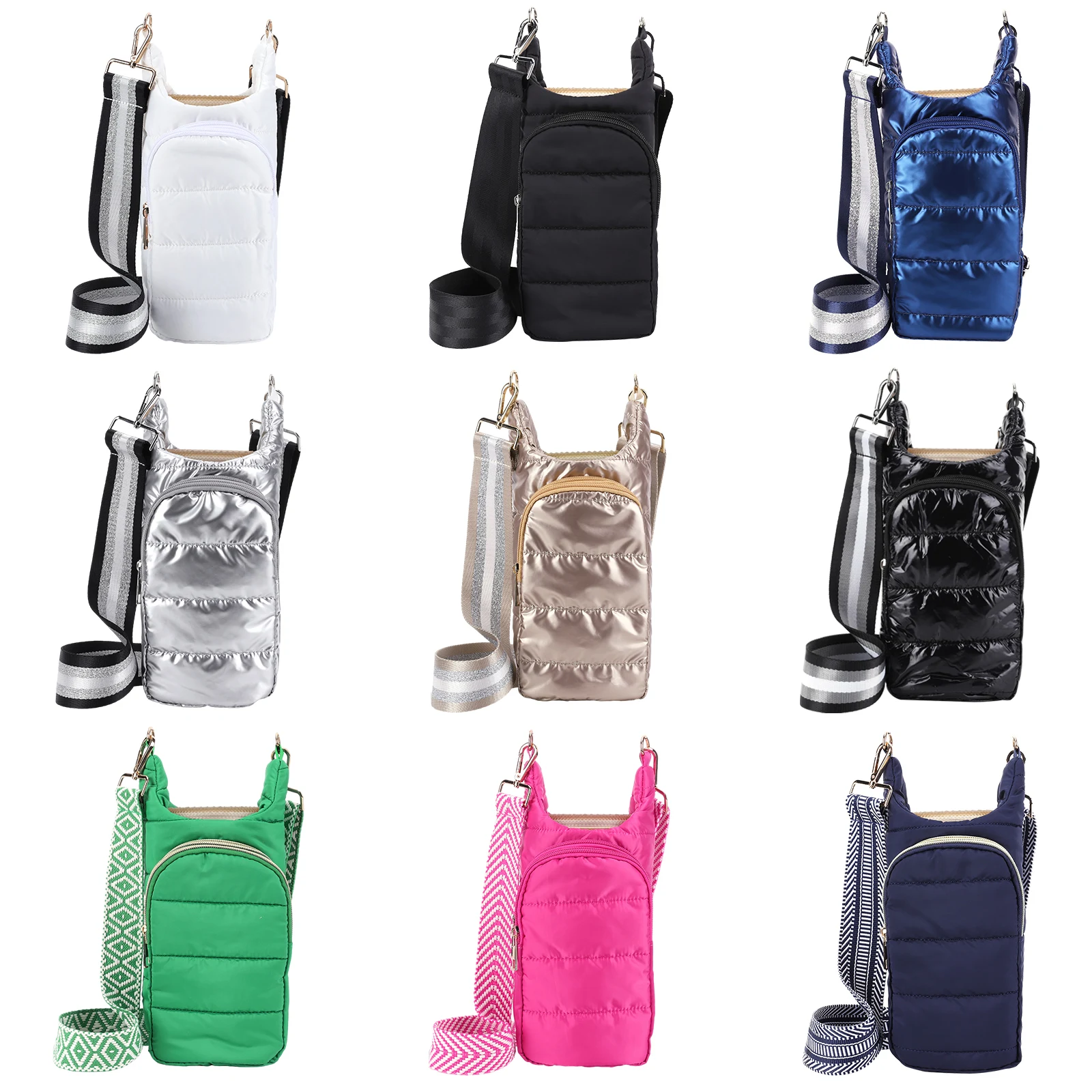 Water Bottle Holder Adjustable Wide Strap Water Bottle Carrier Portable Water Bottle Puffer Tote Soft for Outdoor Travel