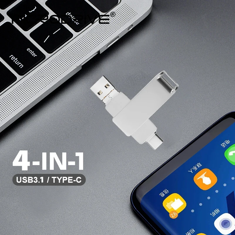 USB Type C OTG 4-in1 USB 3.1 Stick 256GB Flash Drive 32GB 64GB 128GB Portable Mobile Phone Computer Interchange U Disk brand new