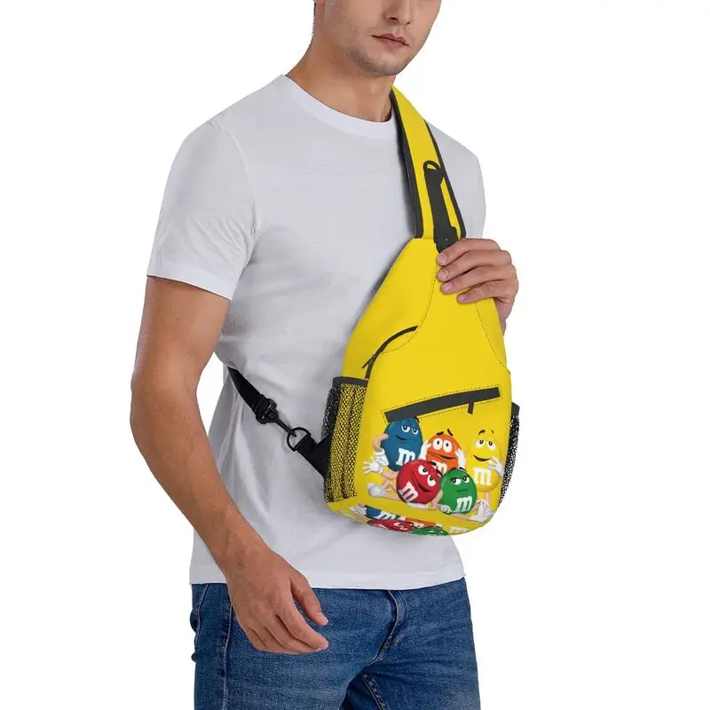 Sac à dos à bandoulière personnalisé pour hommes, sac de poitrine amusant, sac à dos de voyage, meme de bonbons au chocolat, initié