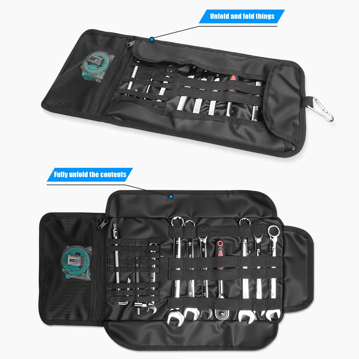 Motorcycle Riding Tool Bag Large Wrench Roll Up Portable Pouch Bag Folding Storage Bag