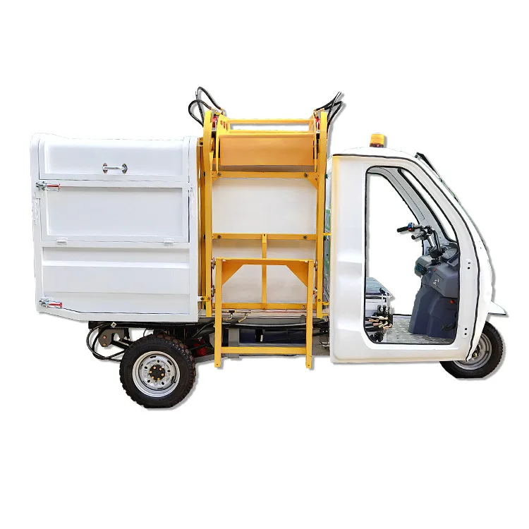 Electric three-wheeled sanitation truck van cargo station transit transportation multi-purpose sweeper garbage transfer slide