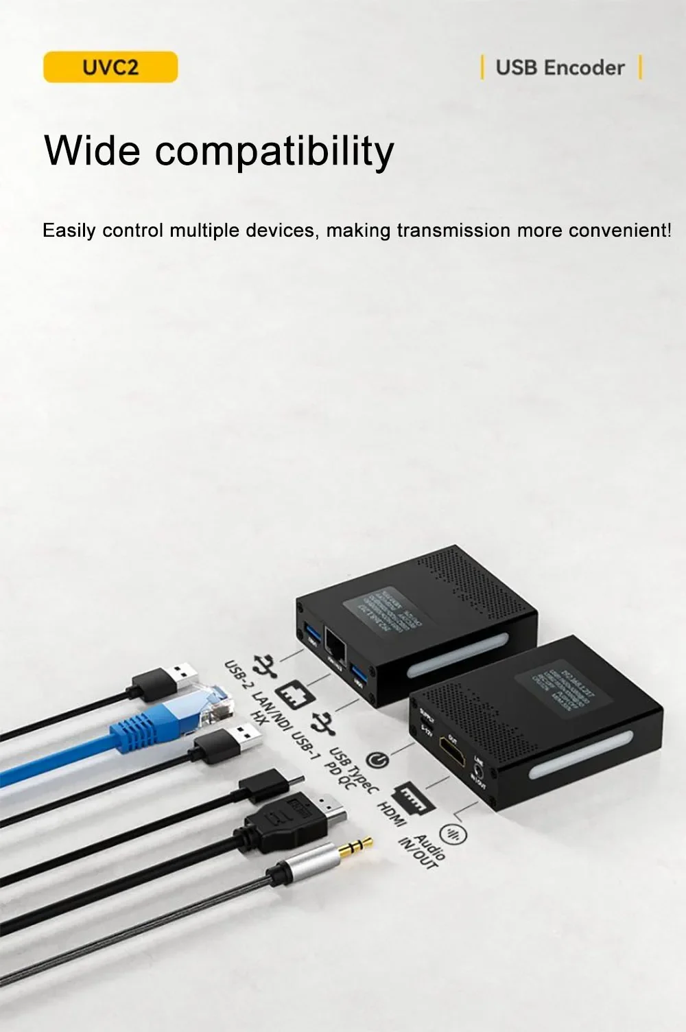 KUNUOMAGIC 2 Ports Digital UVC USB to 4K H.265 IP Encoder with Real-Time Streaming for  Pocket 3 Video 5-Year Warranty