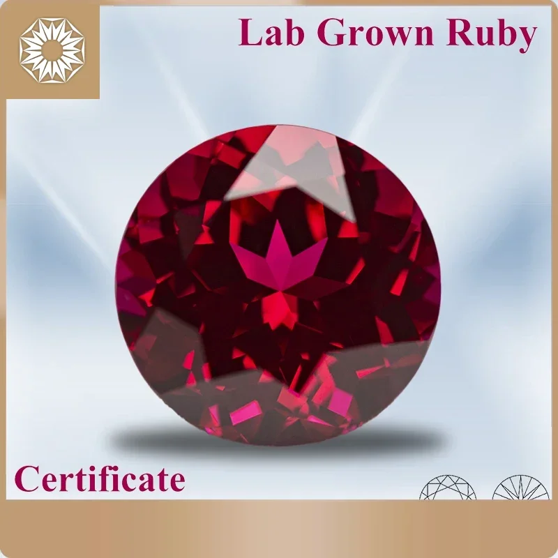 Lab Grown Ruby Round Shape Red Color Charm Beads for Diy Jewelry Making Pendant Ring Materials Selectable AGL Certificate