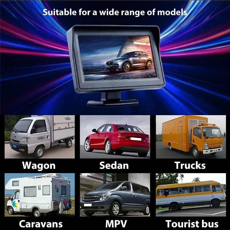 4,3-Zoll AHD/HD Auto-Monitor für Rückfahrkamera, HD Digitaler Farb-LCD-Bildschirm mit Einfacher Installation – Detail 7