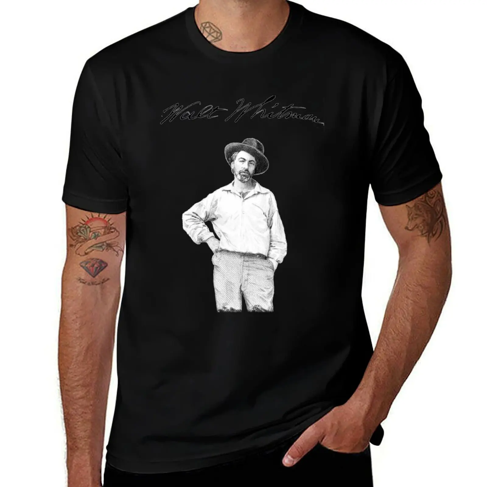 

Walt Whitman T-Shirt Luxury man summer top sweat kawaii clothes men t shirts