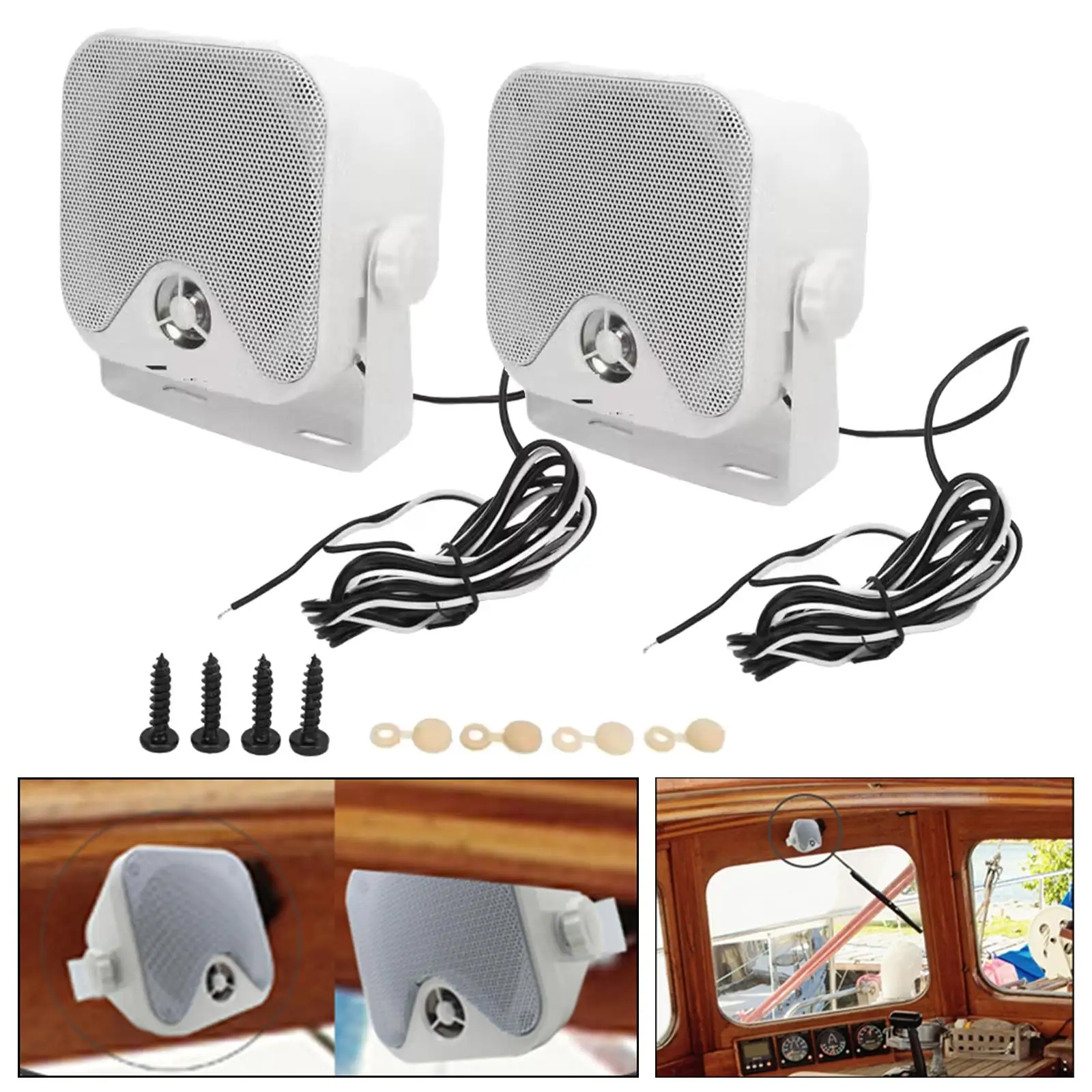2x Marine Speakers 2x50W Heavy Duty White Weather Resistant 2 Way Outdoor Speakers for Tractor Cars Boats Motorcycles UTV