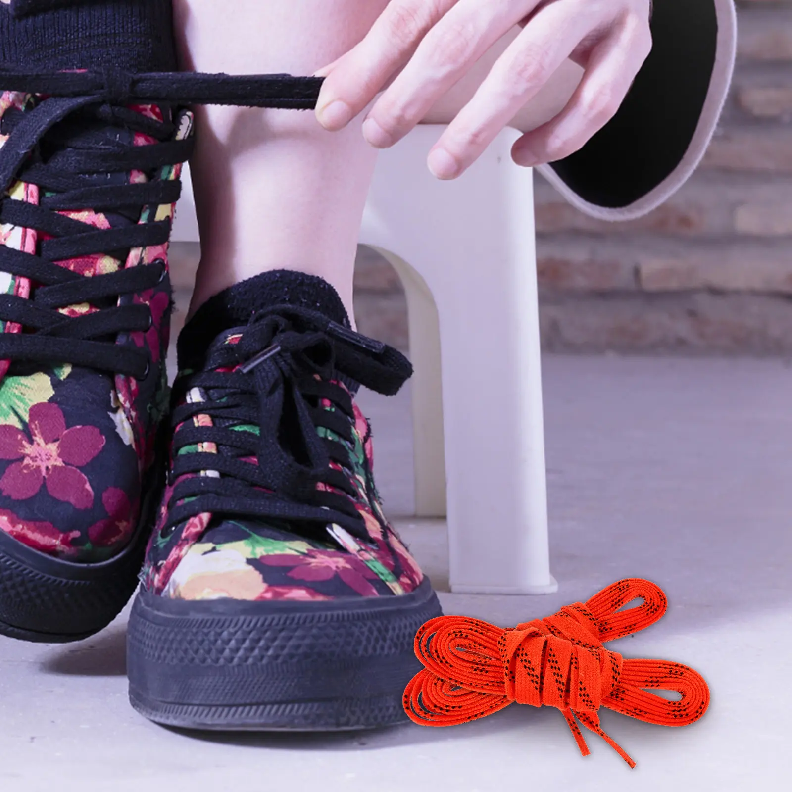 

1Pair Stylish Waxed Hockey Laces Flat Polyester High Elasticity Wear Resistant Quick Install Shoelaces for Ice Hockey Skates