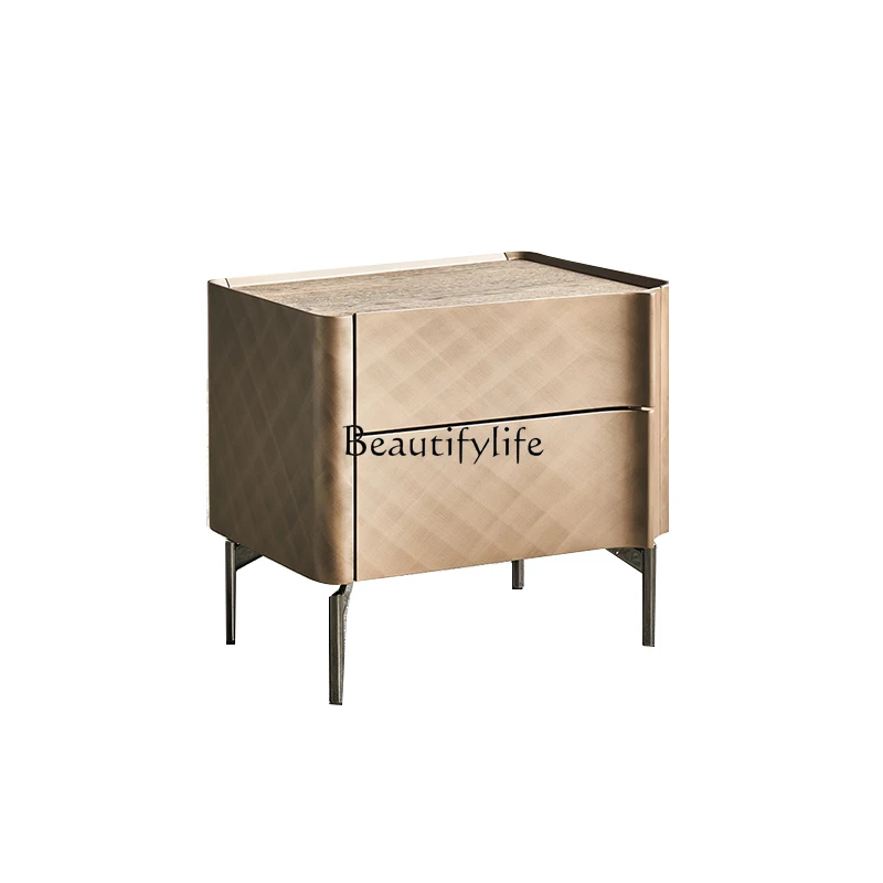

Italian minimalist bedroom bedside table chicken wing wood surface high-grade brushed paint bedside table