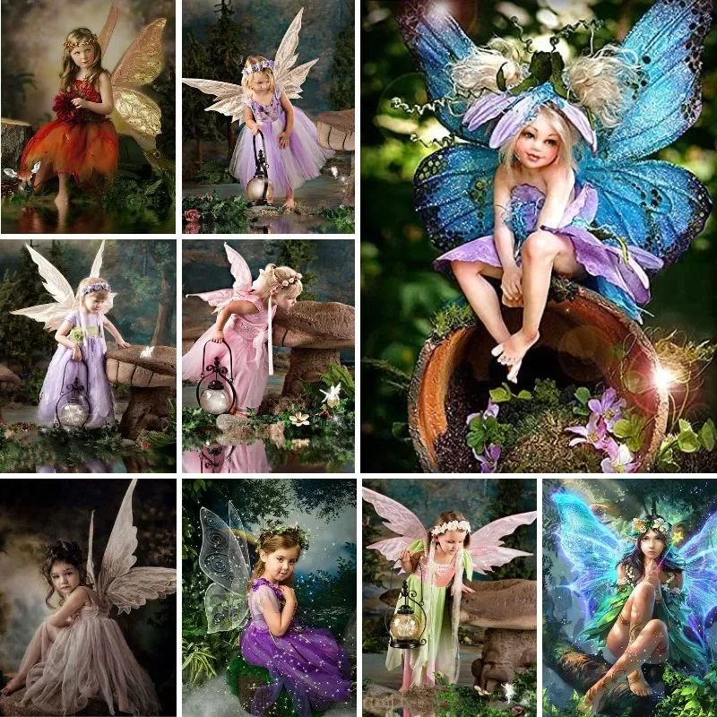 Diy 5D Magical Elf Butterfly Fairy Little Girl Full Diamond Painting Kits Art Paint With Diamonds Cross Stitch Handicraft Art