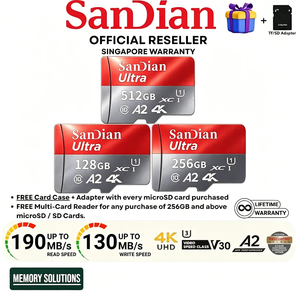 Memory Card 128GB 256GB 512GB Micro TF SD SD Card U3 V30 A2 High Speed For Nintendo Switch Game Loading Fast Storage Gaming