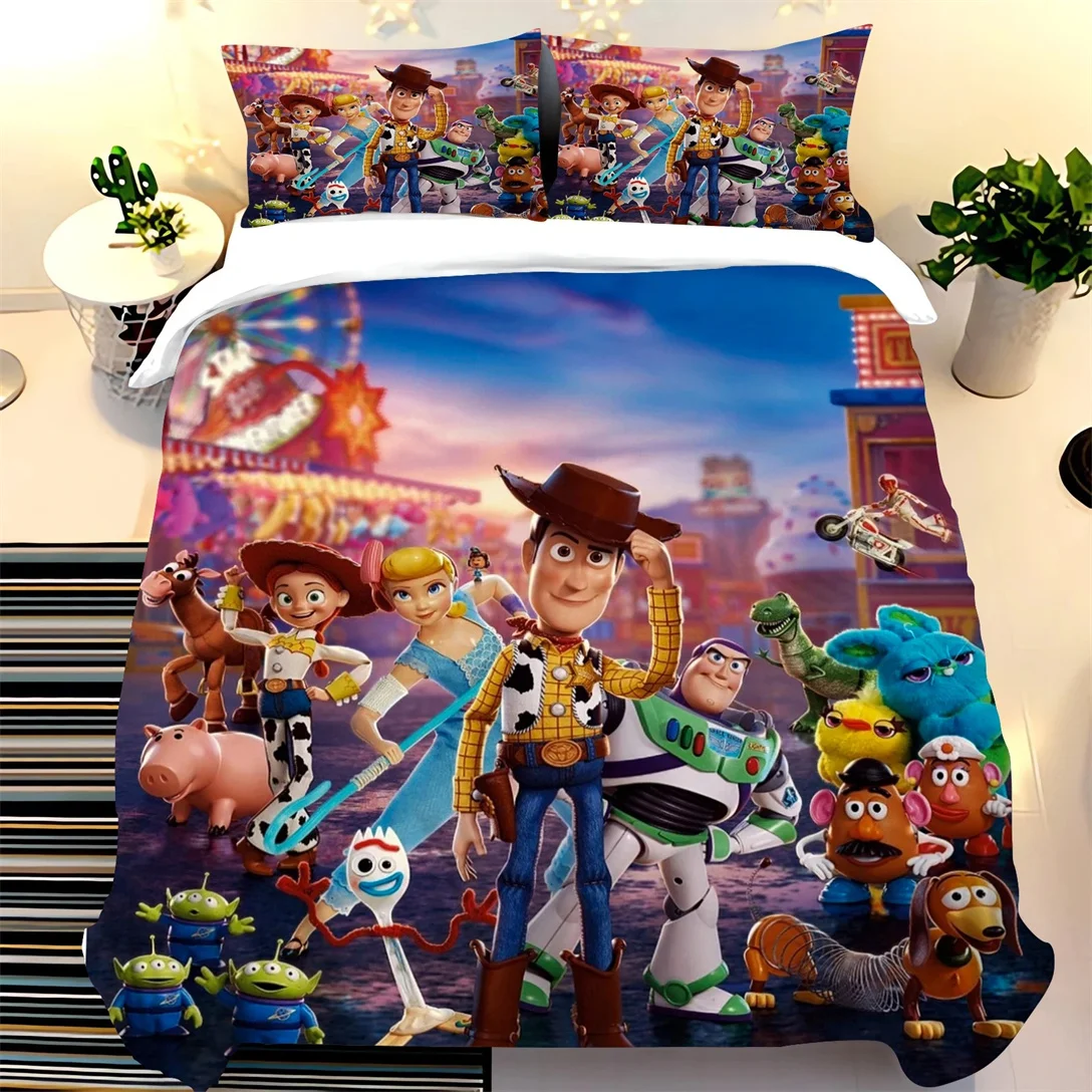 Toy Story Bedding Set for Children boys,Bed Linen Boys Girls Buzz Lightyear Duvet Cover Pillowcases 2/3 Pcs