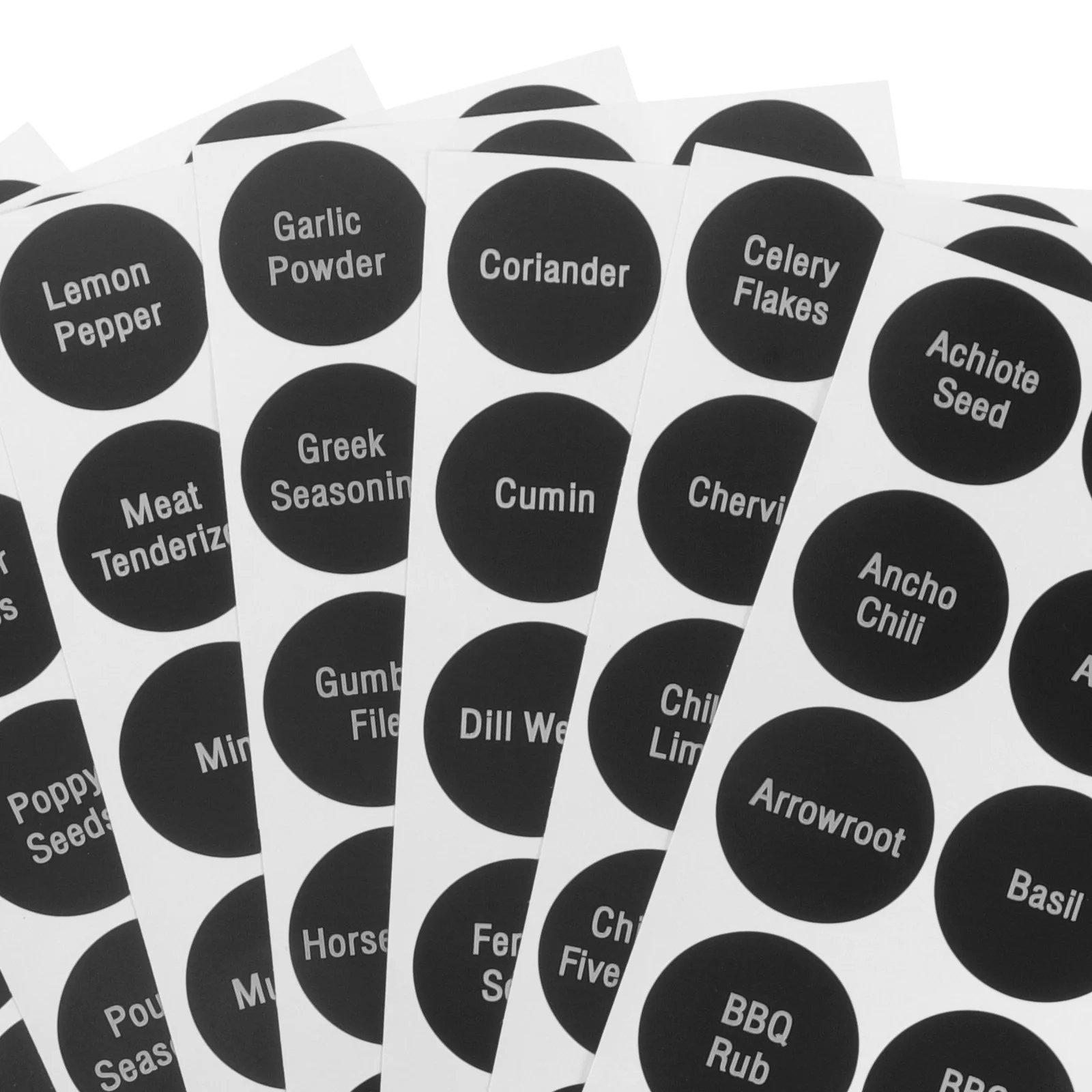 8 Sheets Brown Spice Labels for Kitchen Jars Condiment Bottle Stickers Waterproof Round Adhesive Tags Folder Labels