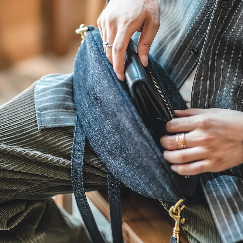 Maden Vintage Rugby Tassen Voor Mannen Vrouwen Riem Ruwe Denim Causual Retro Brief Borst Tas Telefoonzakje Hip Hop Streetwear