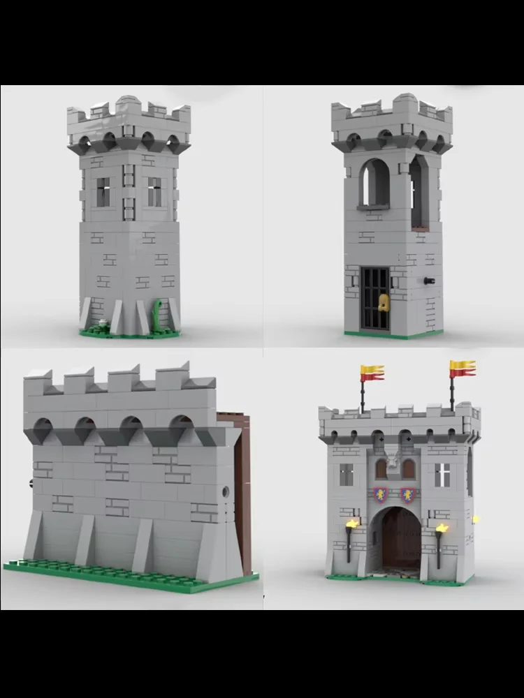 

НОВЫЙ MOC, игрушка из строительного блока, средневековый замок, сборная игрушка, древний город, настенные ворота, модель сборки, набор, креативный праздничный подарок