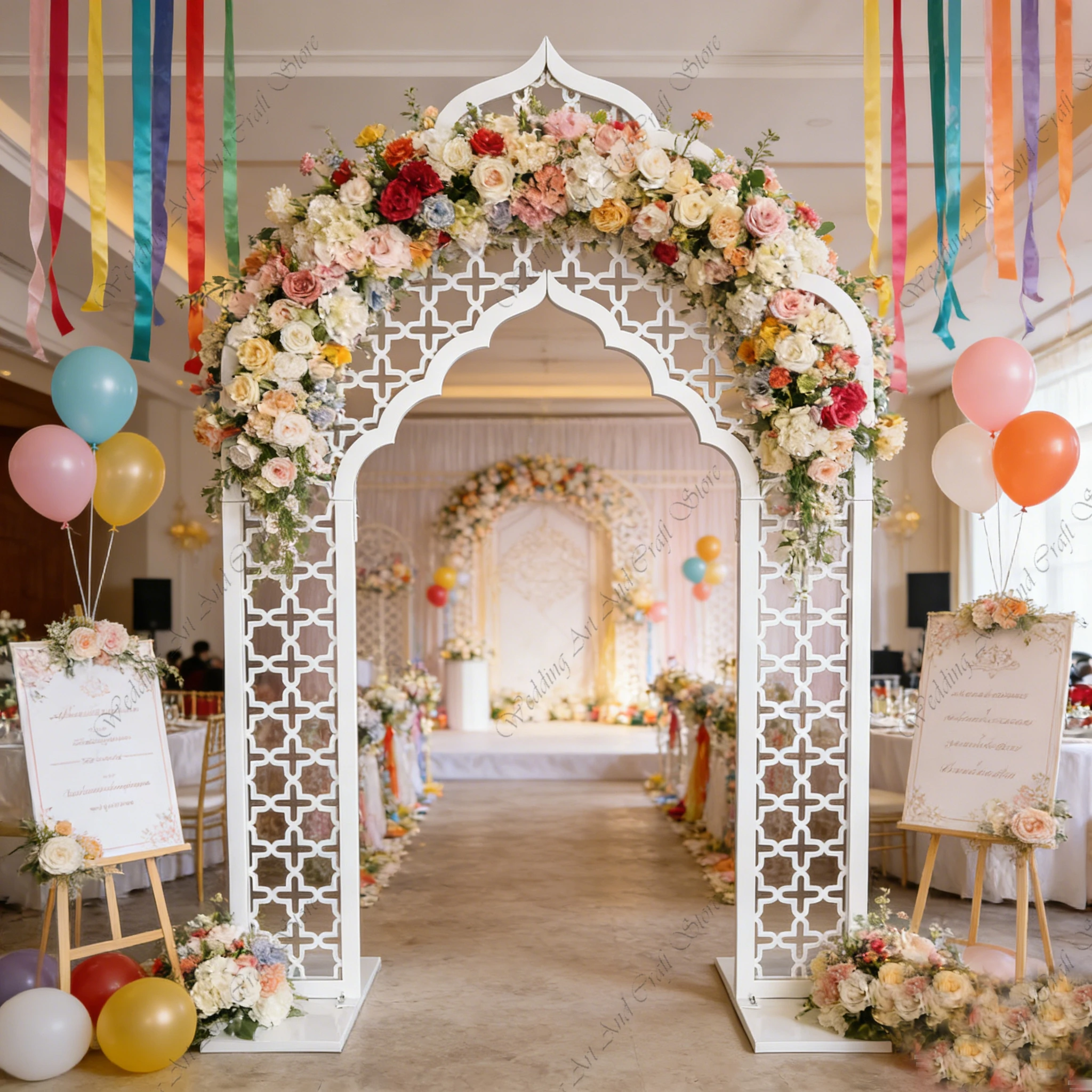 1pc f30 Wrought Iron Wedding Stage Backdrop Party Decoration Indian Backdrop Gold Stand Arch Metal Square Backdrop ivy684