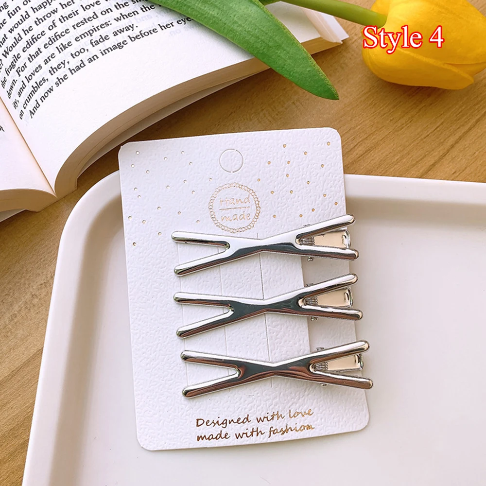 3Pcs Girl Y2k Hair pins Silver Metal Duckbill Clip Women Hair Clips Side Bangs Female Ladies Barrettes Hair Accessories