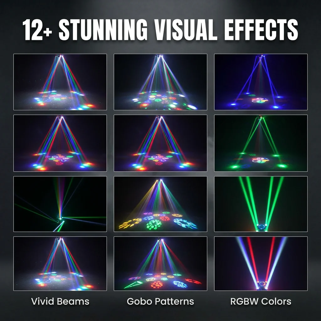 Professional 4 Arm LED Moving Head Light 100W RGBW Beam Laser Strobe 4in1 Stage Lighting DMX512 for Disco DJ Nightclub Arena