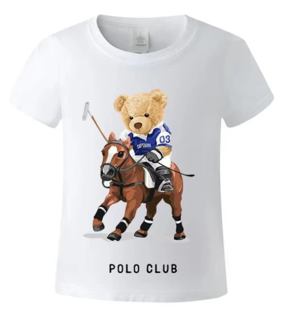 2026 Men and Women Western Cowboy Teddy Horse Graphic T-shirt Oversized Short Sleeve Tee Retro Casual Loose Summer Cotton Top