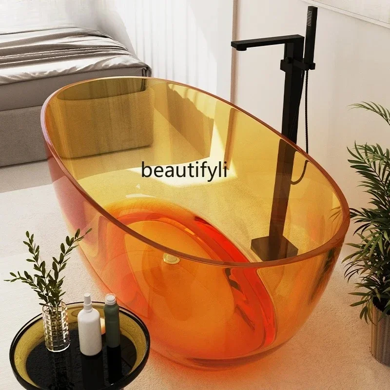 

yj15 Transparent Bath Household Oval Artificial Stone Crystal Resin Hotel Double Bath Independent Japanese Style53
