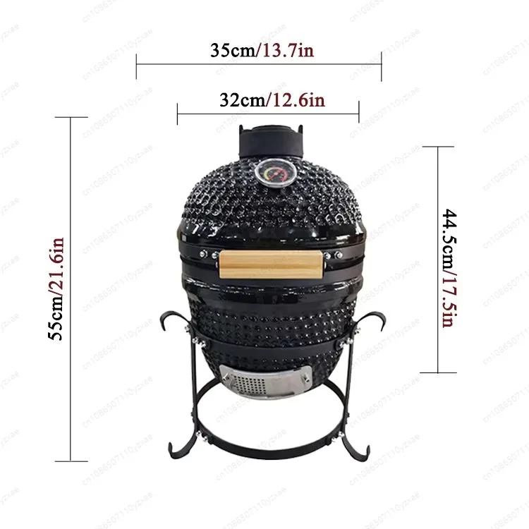 13 Inch Ceramic BBQ Grill, Portable Oven for Pizza Smoking & Baking, Trunk Compact Design