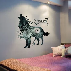 Horrific Wolf Forest Wall Stickers DIY Animal Mural Decals for Kids Room Dormitory Baby Bedroom Home Decoration