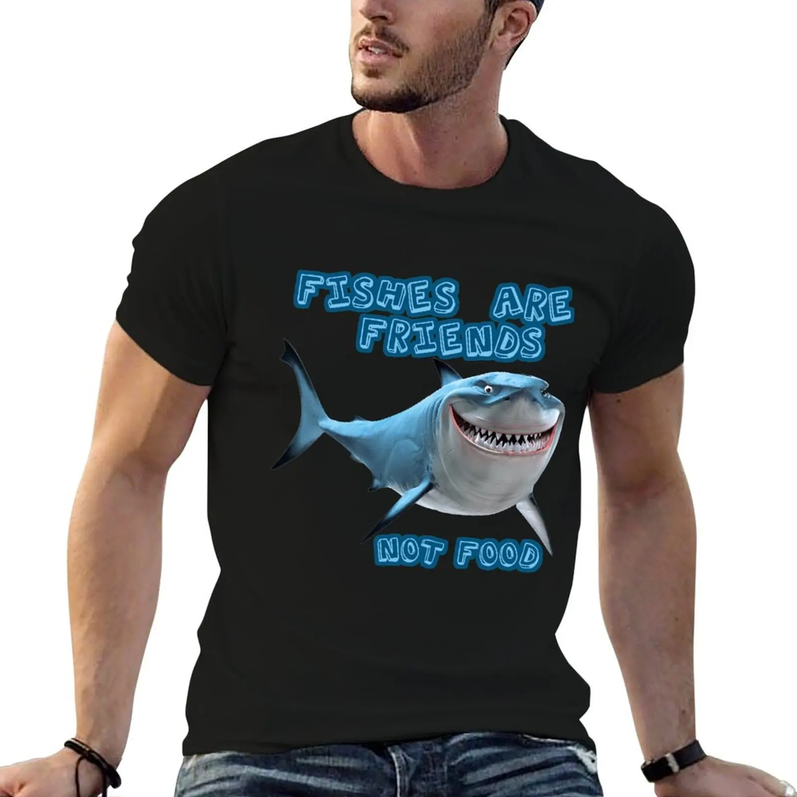 Camiseta Bruce the Great White Shark, camiseta para hombre, camiseta de algodón de verano, camisetas para hombre, camiseta informal