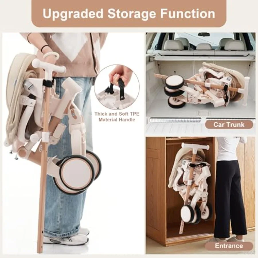 Opvouwbare 7-in-1 driewielerluifel voor peuters met reling en ouder-duwhandgreep Lichtgewicht aluminium frame Marineblauw Eenvoudige montage