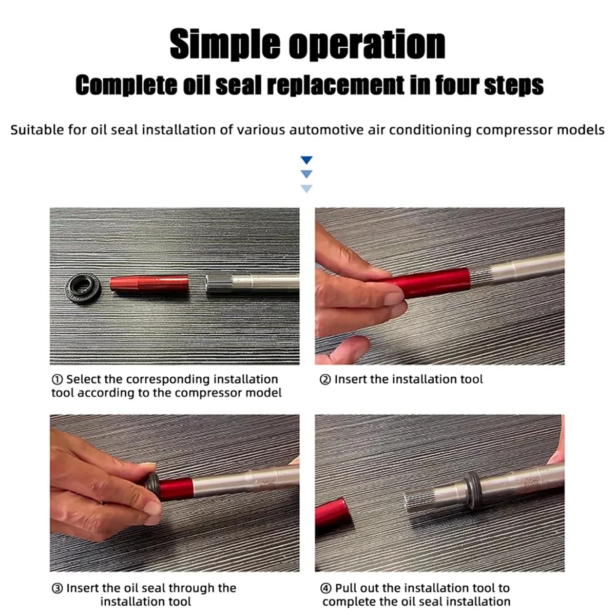 

AA98 сальник компрессора для автомобиля, автомобильный кондиционер, сальник компрессора/уплотнение вала, установленный набор инструментов для снятия сальника вала