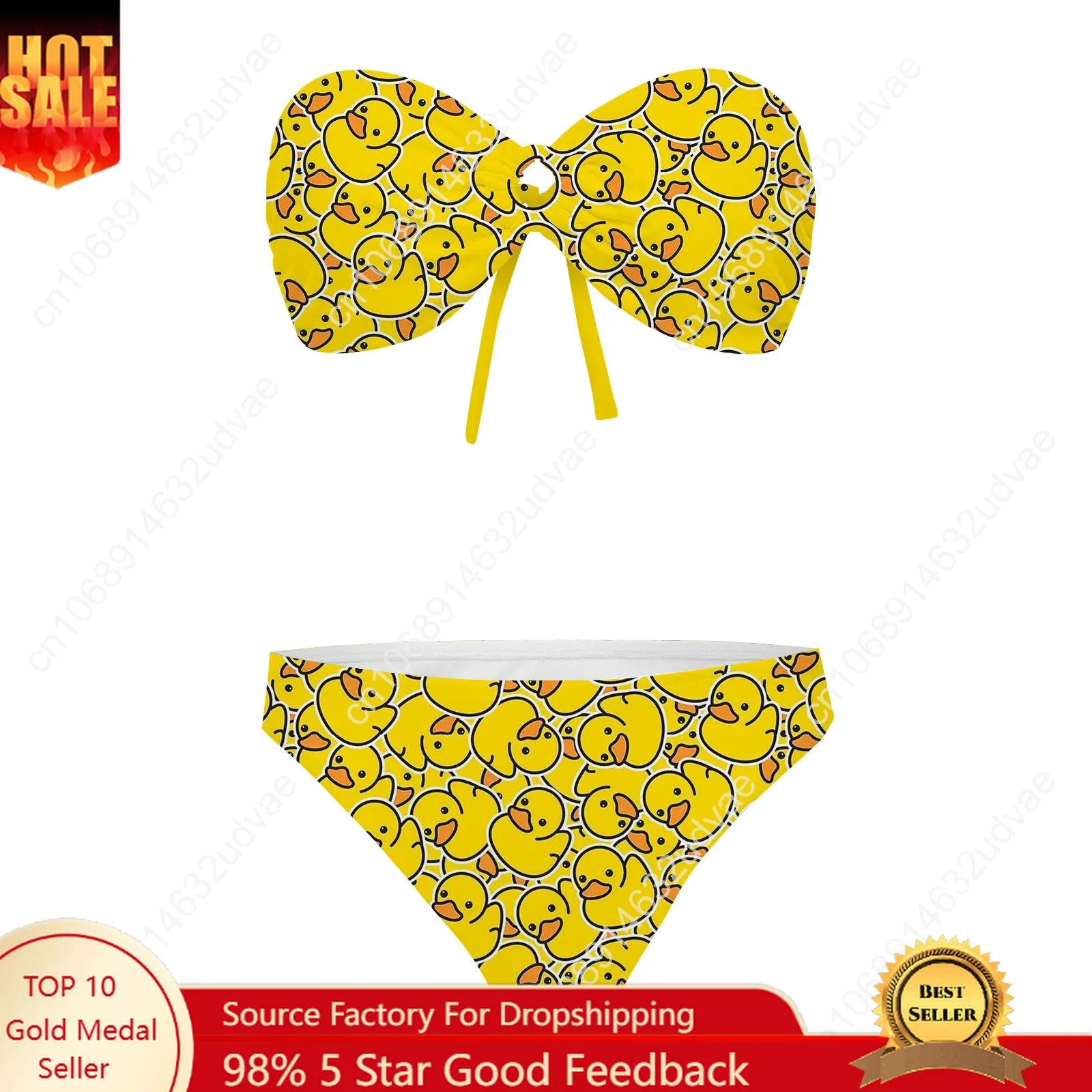 

Yellow Duck Strapless Swimsuit Womens Bathing Suits Personalized Fashion Swimwear Pool Party Sexy Bikini Customize Beachwear