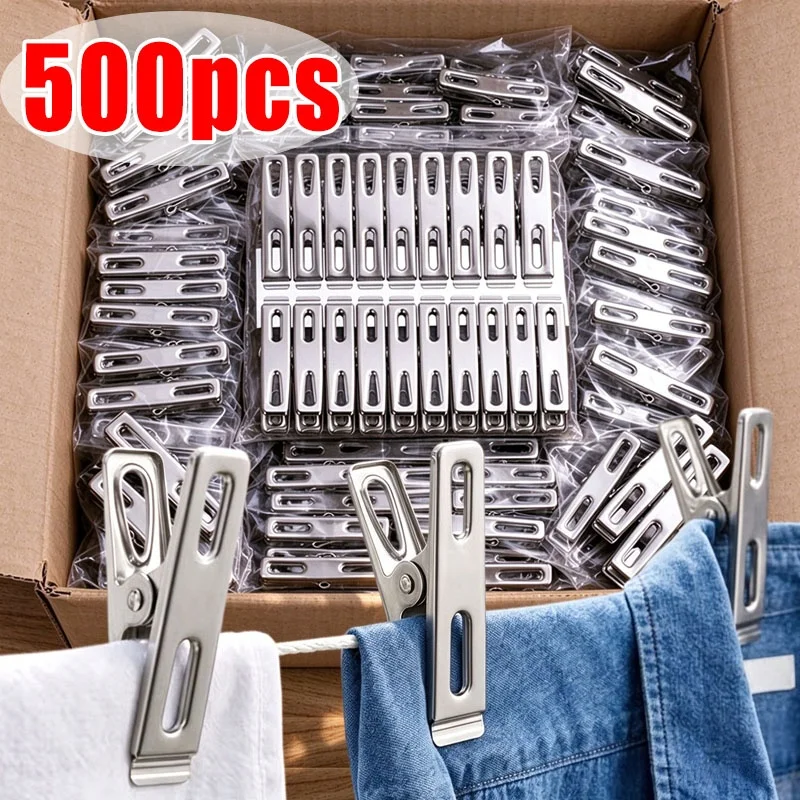 Rustproof Stainless Steel Clothespins Heavy-Duty Windproof Clothes Clamps for Laundry Drying Socks Craft Food Sealing Household