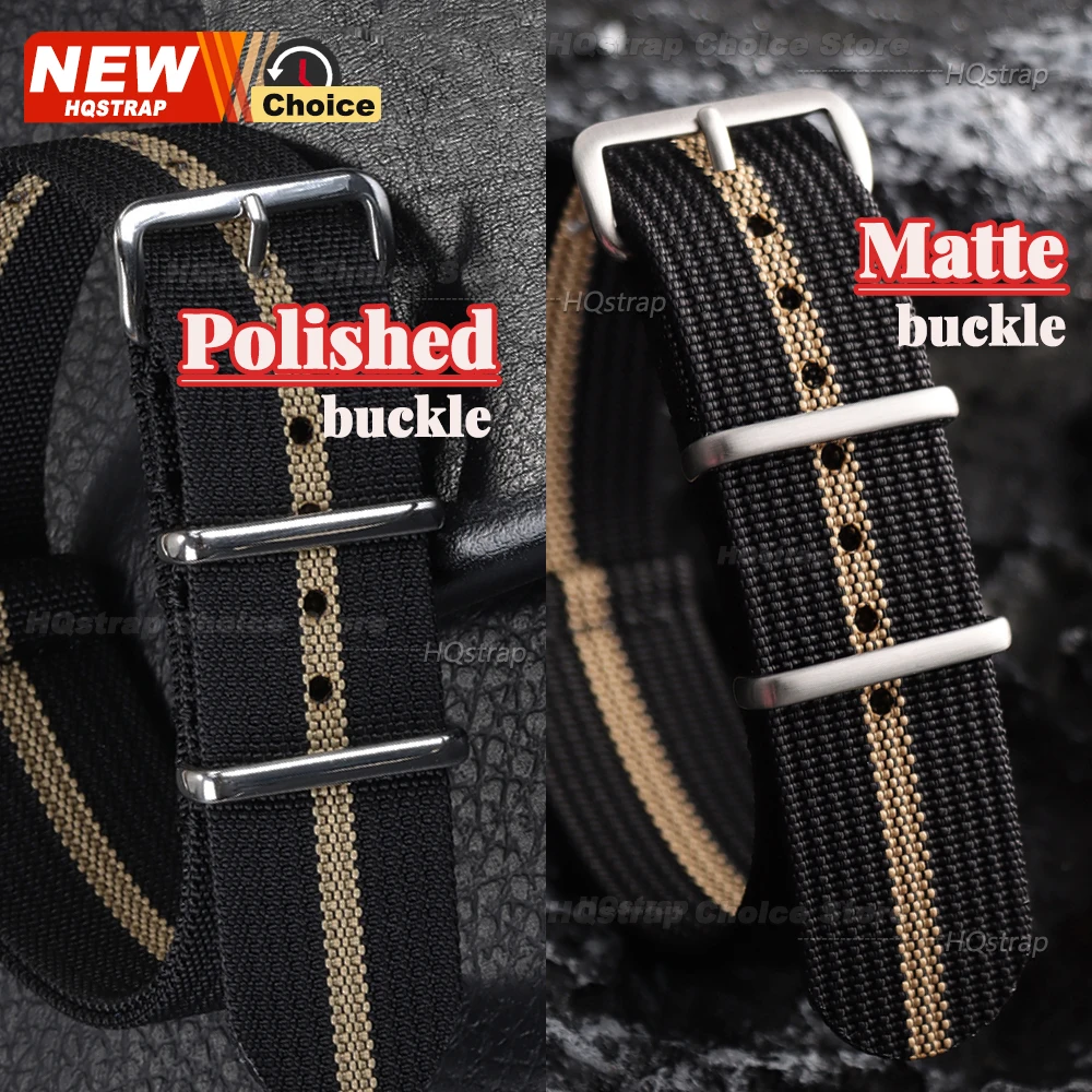 Polished Matte Buckle Nylon for Military Watch Band 18mm 20mm 22mm Universal Replacement Watchband for Omega Women Men Bracelets image 2