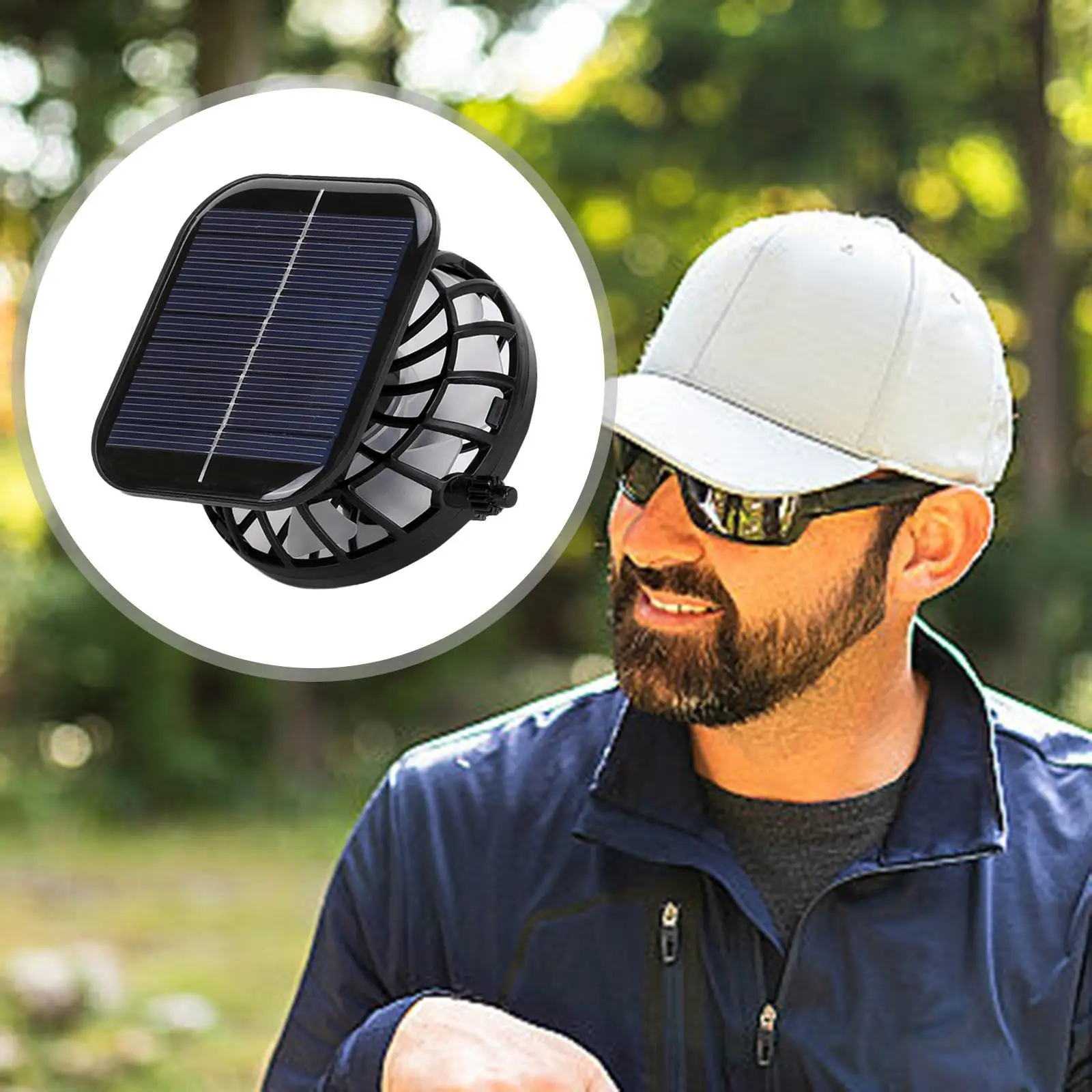 Solar Powered Fan Multifunction USB Cooling Fan for Hiking Golfing Barbecue