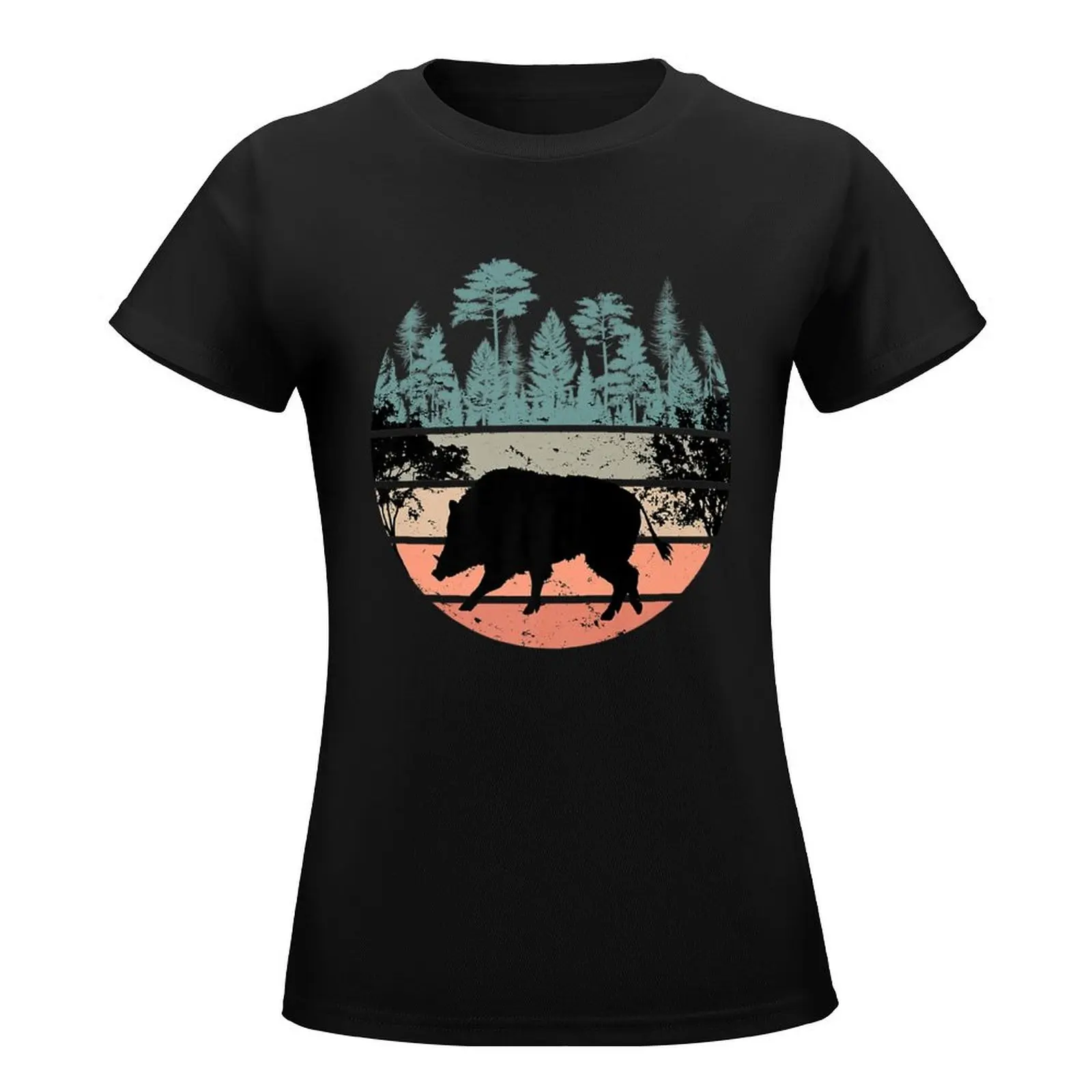 Boar Illustration Retro Vintage Boar Hunt Boar Hunting T-Shirt new edition sports fans Womens clothing