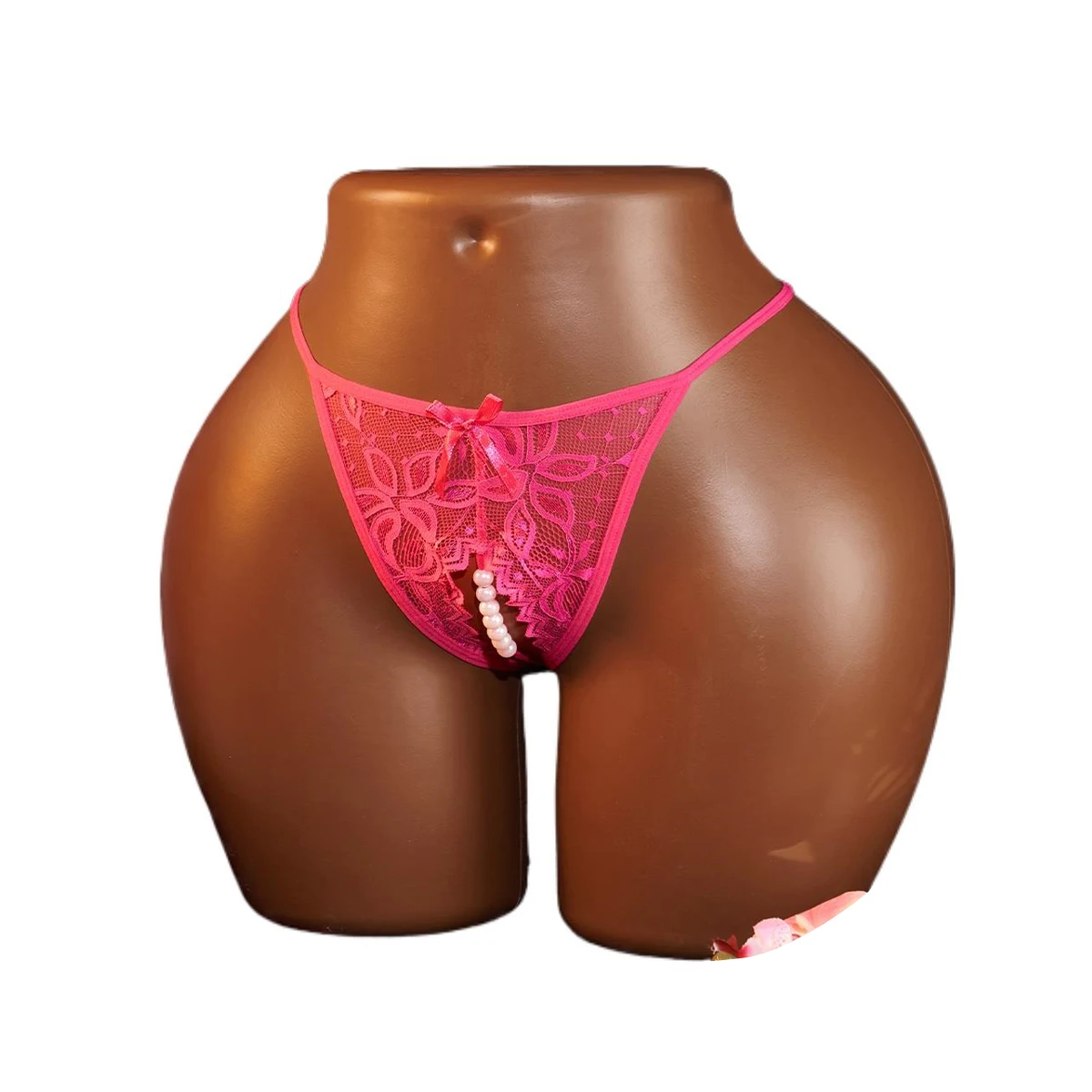 Bragas con cuentas de encaje para mujer, tangas eróticas sin entrepierna, lencería Sexy, ropa interior con adornos de perlas en la entrepierna, 1 Uds.