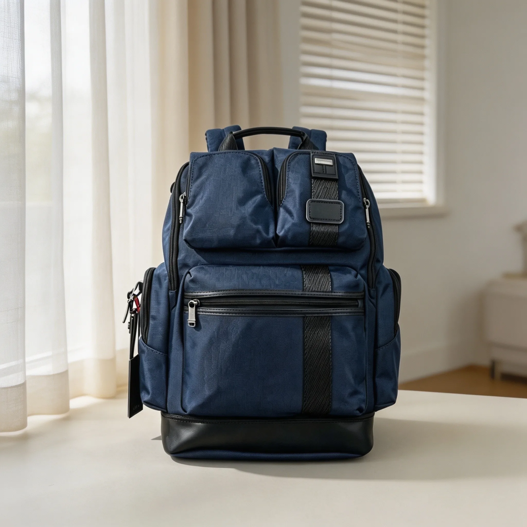Durable Ballistic Nylon Men Backpack, Business Casual Laptop Daypack Lightweight Travel Commute Shoulder Bag