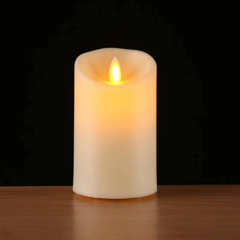 Paar Wiederaufladbare Flammenlose Votivkerzen Batteriebetriebene USB-Säulenkerzen mit Fernbedienung und Timer, DIY Weihnachts-Wachs-LED-Fensterlampe – Detail 2