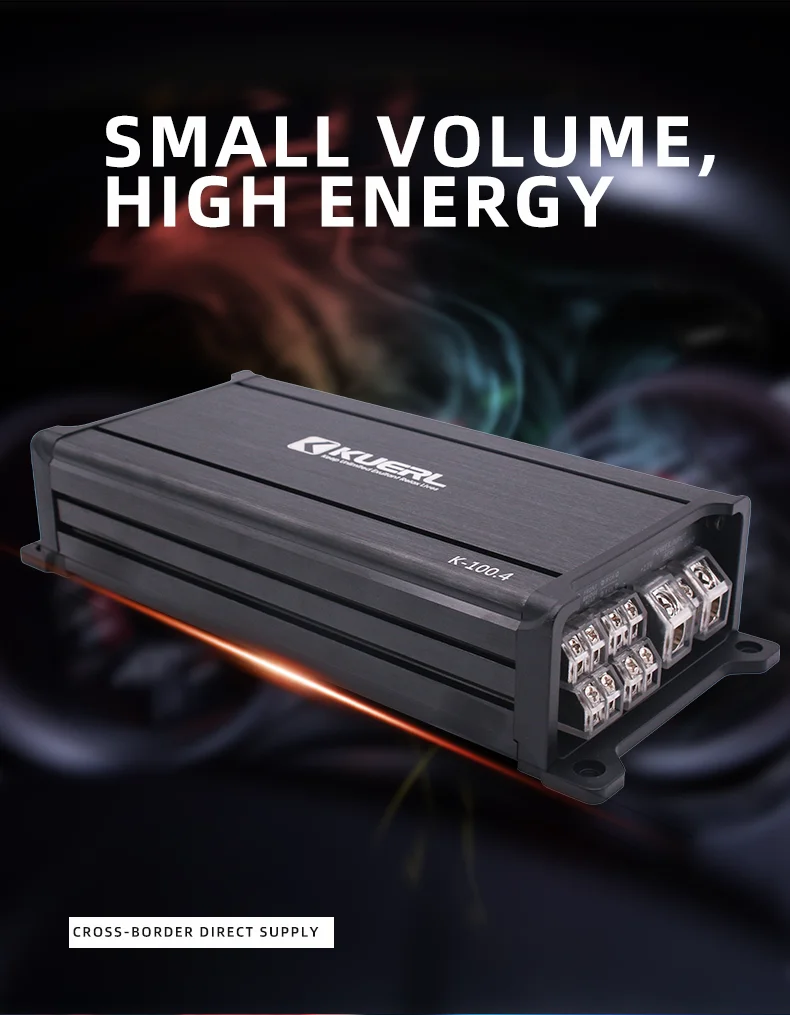 K-100.4 Professional high quality 12V Amplifiers System Aluminium Car Audio 4Channel Amplifier RMS power 150W*4@2Ω/RMS 100W*4@4Ω