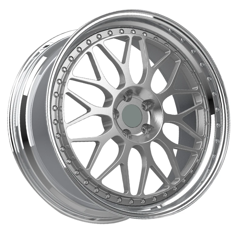 T6061 2 Piece Wheels 5 Hole Brushed Silver Polished Lip Wheels ET 30 Multi Spoke 5x112 Forged Rims For Passenger Car Wheels