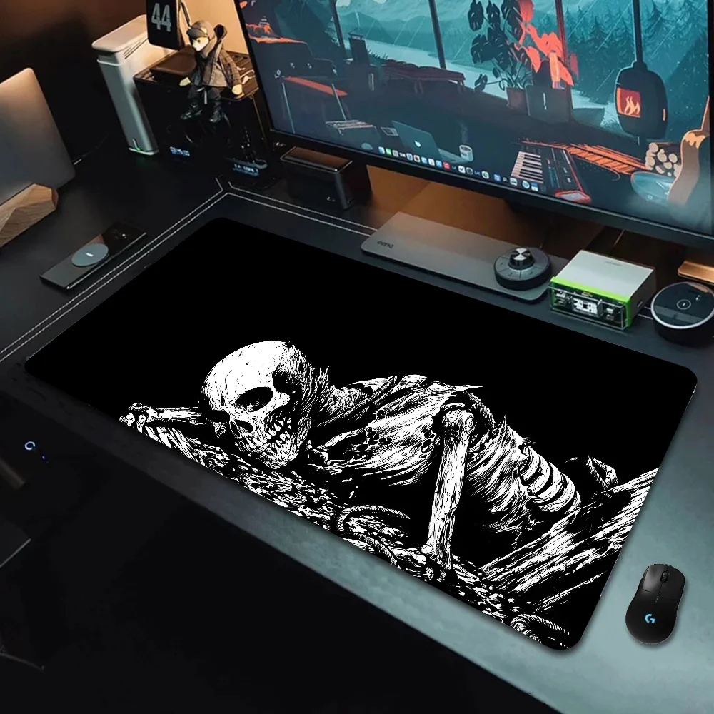 Black White Skull Mousepad Large Gaming Mouse Pad LockEdge Thickened Computer Keyboard Table Desk Mat