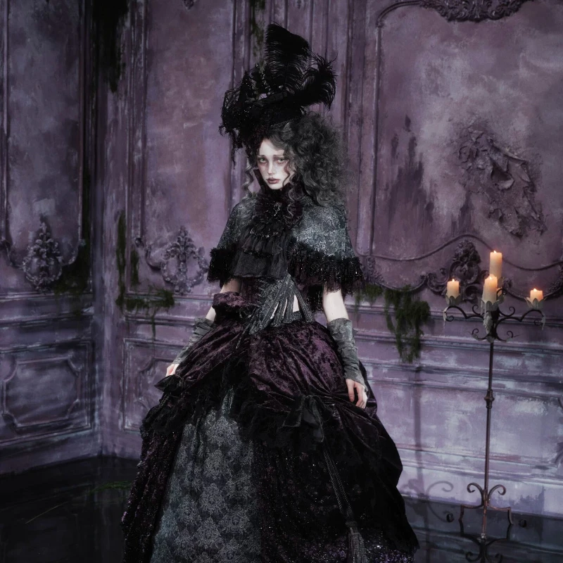 Blood Supply Original Design Funeral Death Victoria Gothic Cape Poncho Black Palace Heavy Made Halloween Autumn Top Clothing