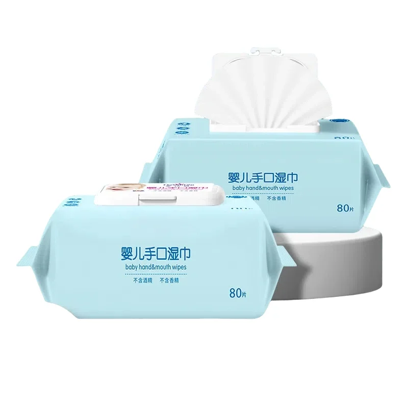 Lenços umedecidos portáteis para bebês, 80 unidades, para mãos e boca, lenços de limpeza hidratantes para rosto e mãos, ideais para viagens, cuidados com a pele de bebês.
