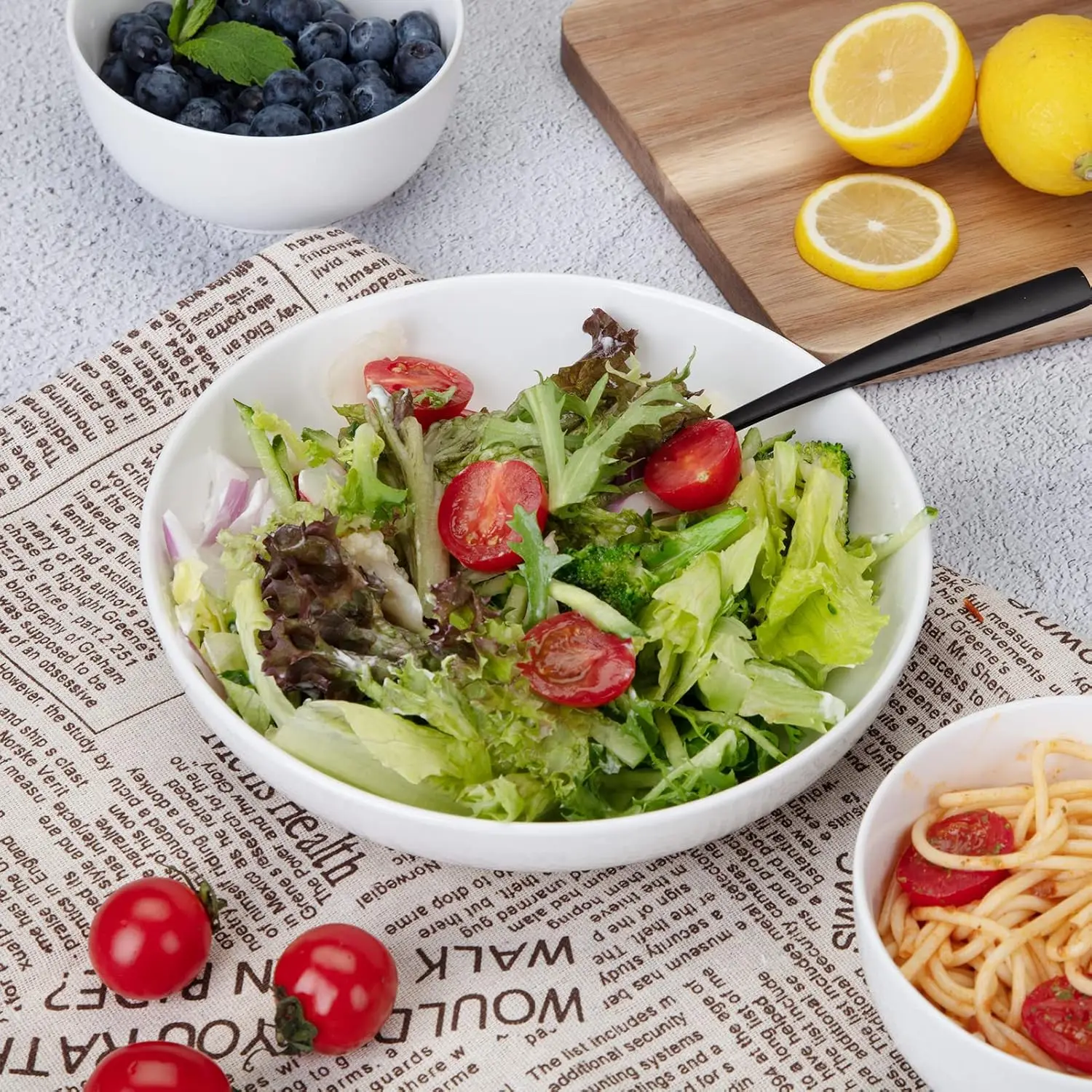 مجموعة أوعية معكرونة من البورسلين سعة 22 أونصة مكونة من 6 أطباق من السيراميك الفاخر ذات سعة كبيرة للسلطة والحساء، وعاء تقديم، آمن للاستخدام في غسالة الأطباق