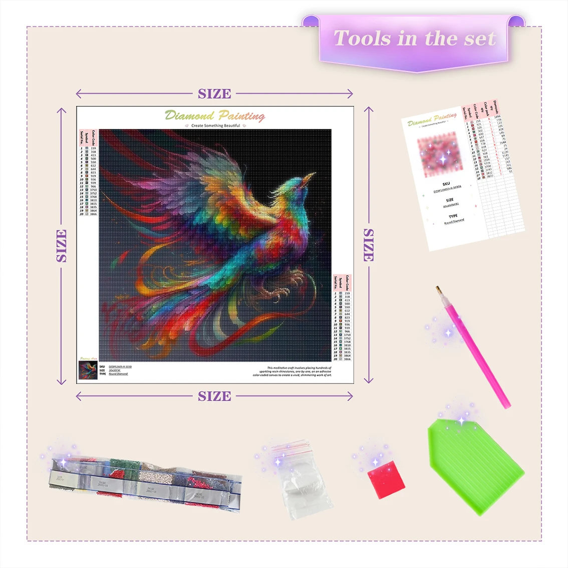 GATYZTORY Diamond Painting Complete Kit Picture Artwork Stitch Products Animals Phoenix bird Decorative Paintings Modern Kits