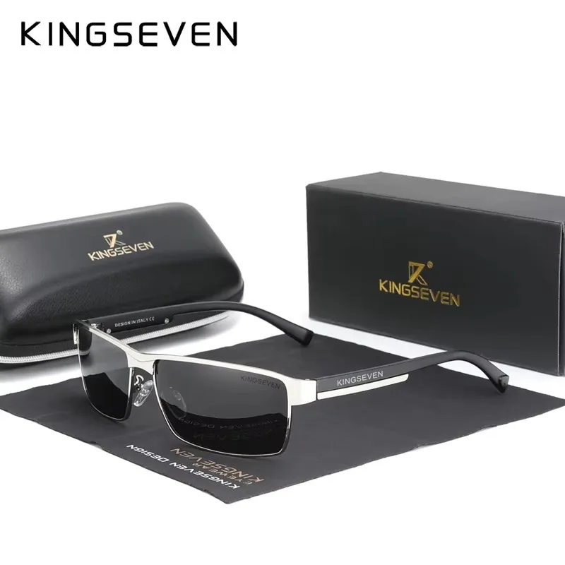 KINGSEVEN Men‘s Polarized Sunglasses Driving UV400 Sunscreen Glasses Causal Rectangle Eye Protect Glasses Luxury Outdoor Eyewear