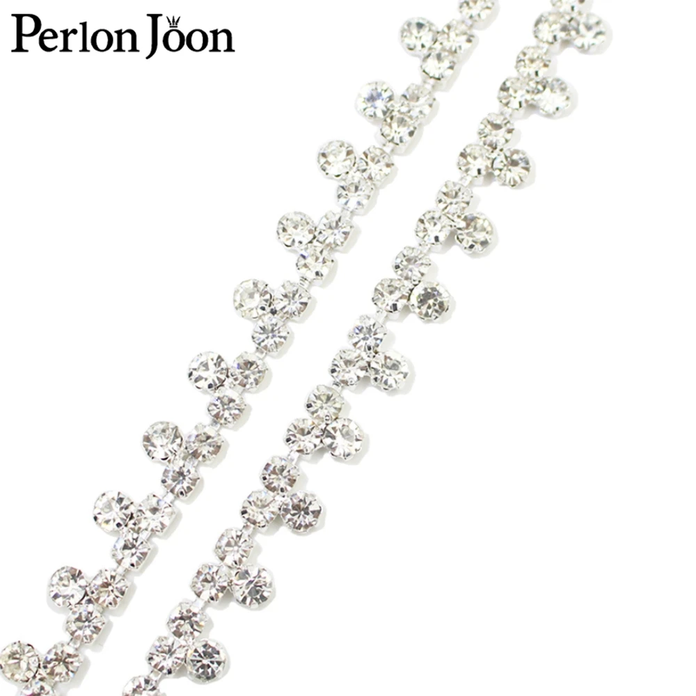 1yards Simple silver DOT SS24 rhinestone trim cup chain decoration crystal chain clothing shoes decoration accessories ML142