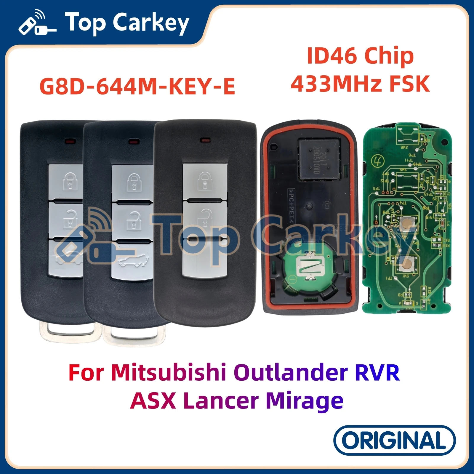 

TopCarkey G8D-644M-KEY-E Original Smart Remote Key ID46 Chip 433MHz for Mitsubishi Outlander RVR ASX Lancer Mirage