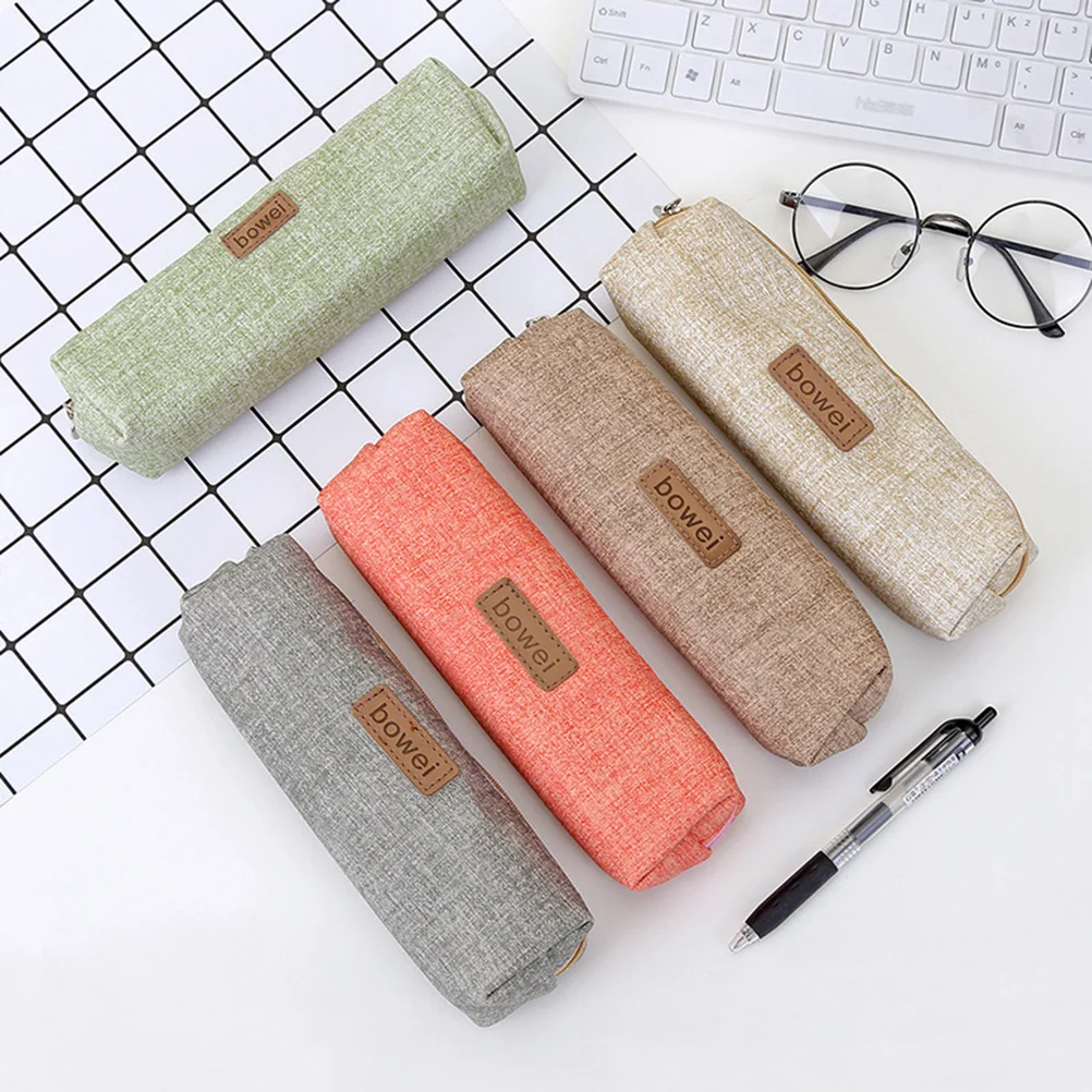 

2Pcs Simple and Fashion Pencil Bag Pencil Case Pattern Pen Bags Creative Stationery Students Size (Khaki)