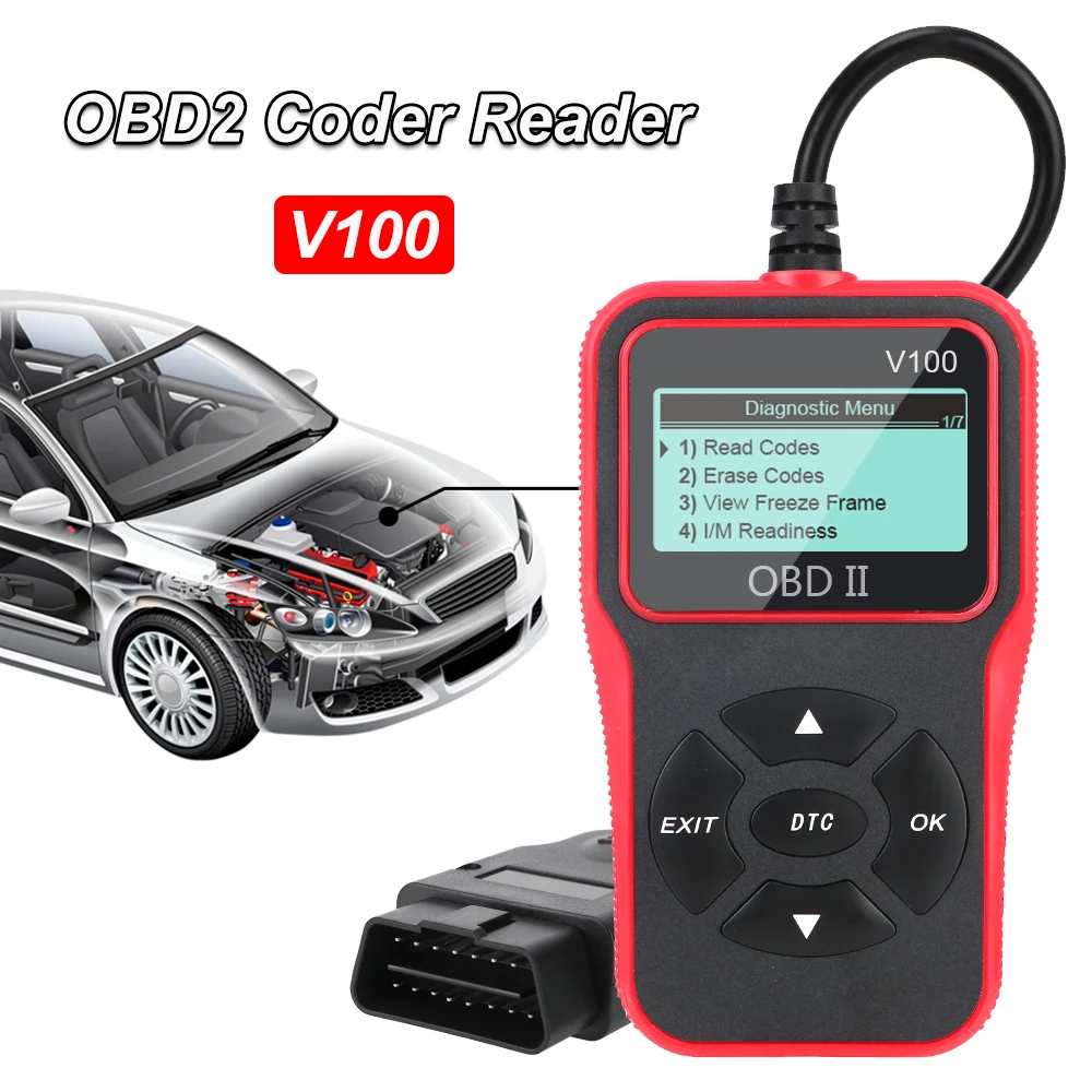 

OBD 2 Scanner Auto Accessories Car Diagnostic Tools OBD2 Code Reader V100 Digital Display 16 Pin Plug and Play Universal